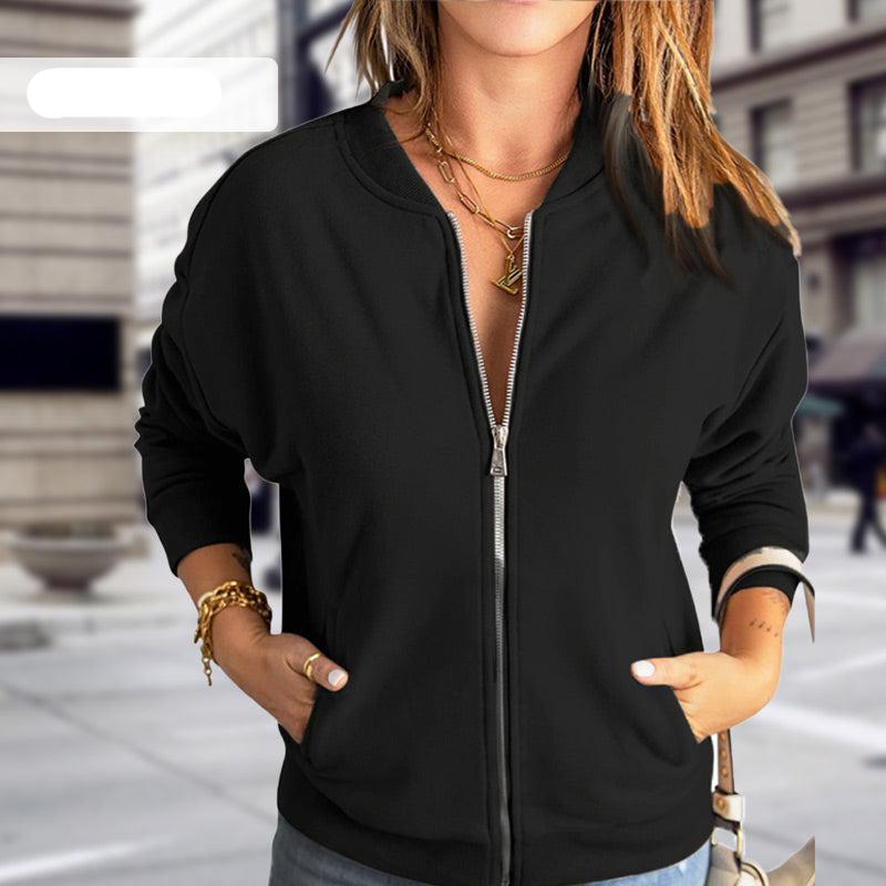 Bomber-Jacke für Damen, Reißverschluss, moderner Stil