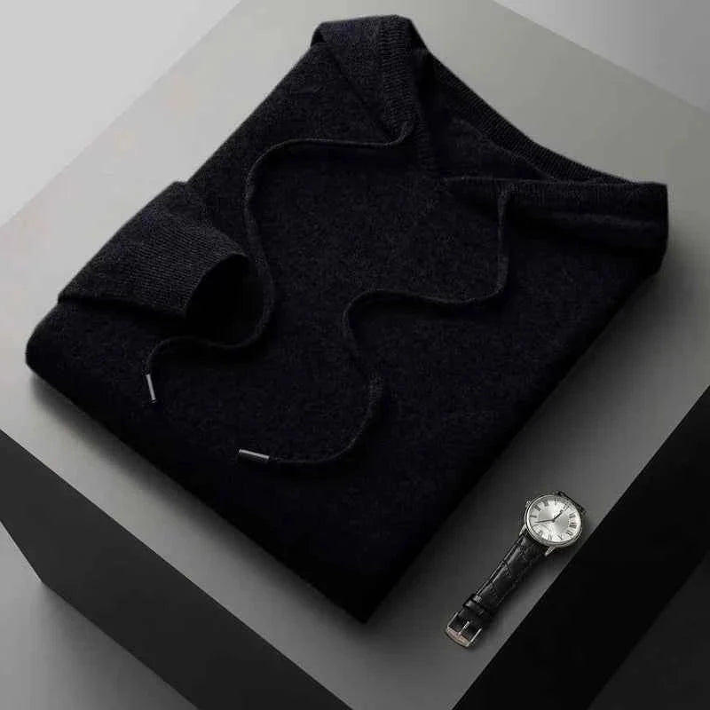 Pull en maille chaud à capuche pour homme