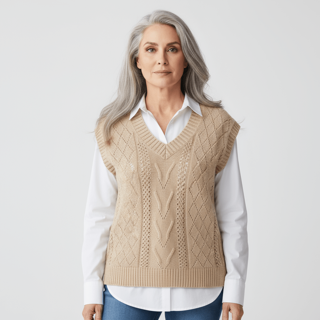 Gilet en maille col V femme élégant