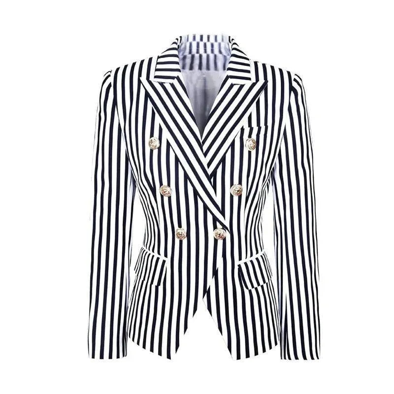 Modischer Blazer Damen Streifenmuster Elegant - IdealeKleiden