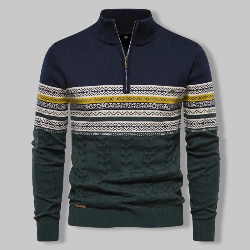Pull-over rayé mode avec fermeture éclair