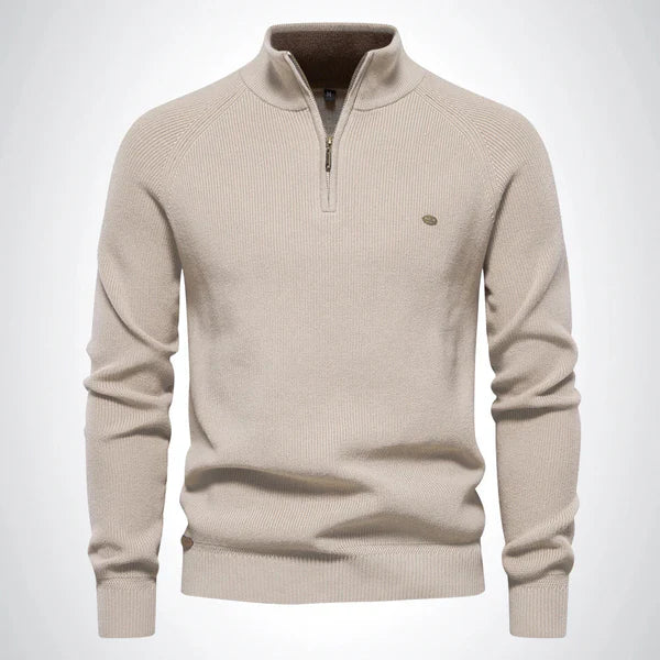 Pull en maille homme slim fit avec demi-zip