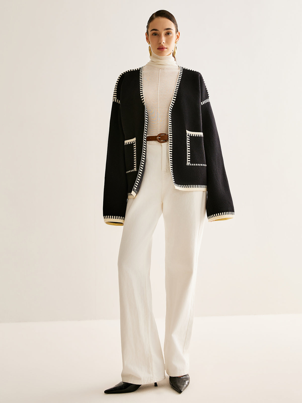 Stylische Strickjacke Damen Gürtel Look - IdealeKleiden