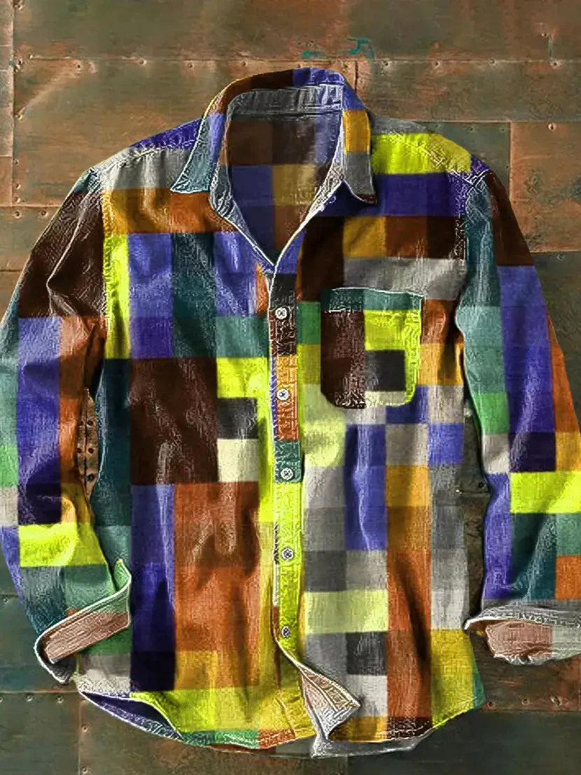 Chemise Homme Décontractée Style Patchwork