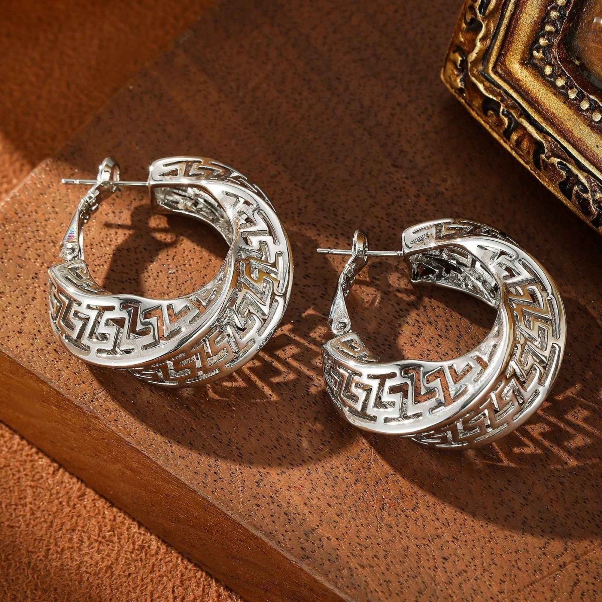 Créoles Éclatantes Géométriques Or Argent Bijoux