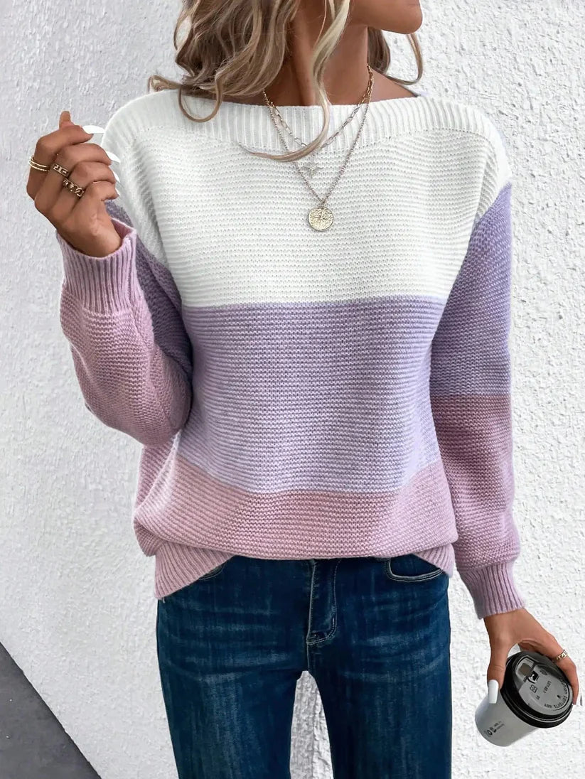 Pull patchwork élégant femme multicolore