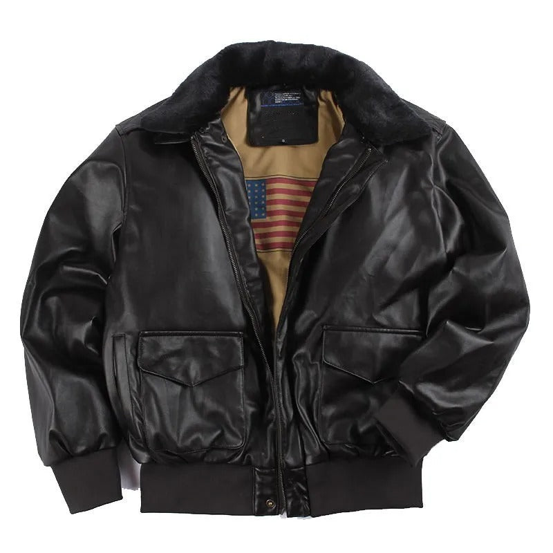 Blouson en cuir homme Hiver Chaud Élégant