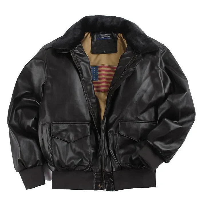 Blouson moto en cuir pour hommes style vintage hiver
