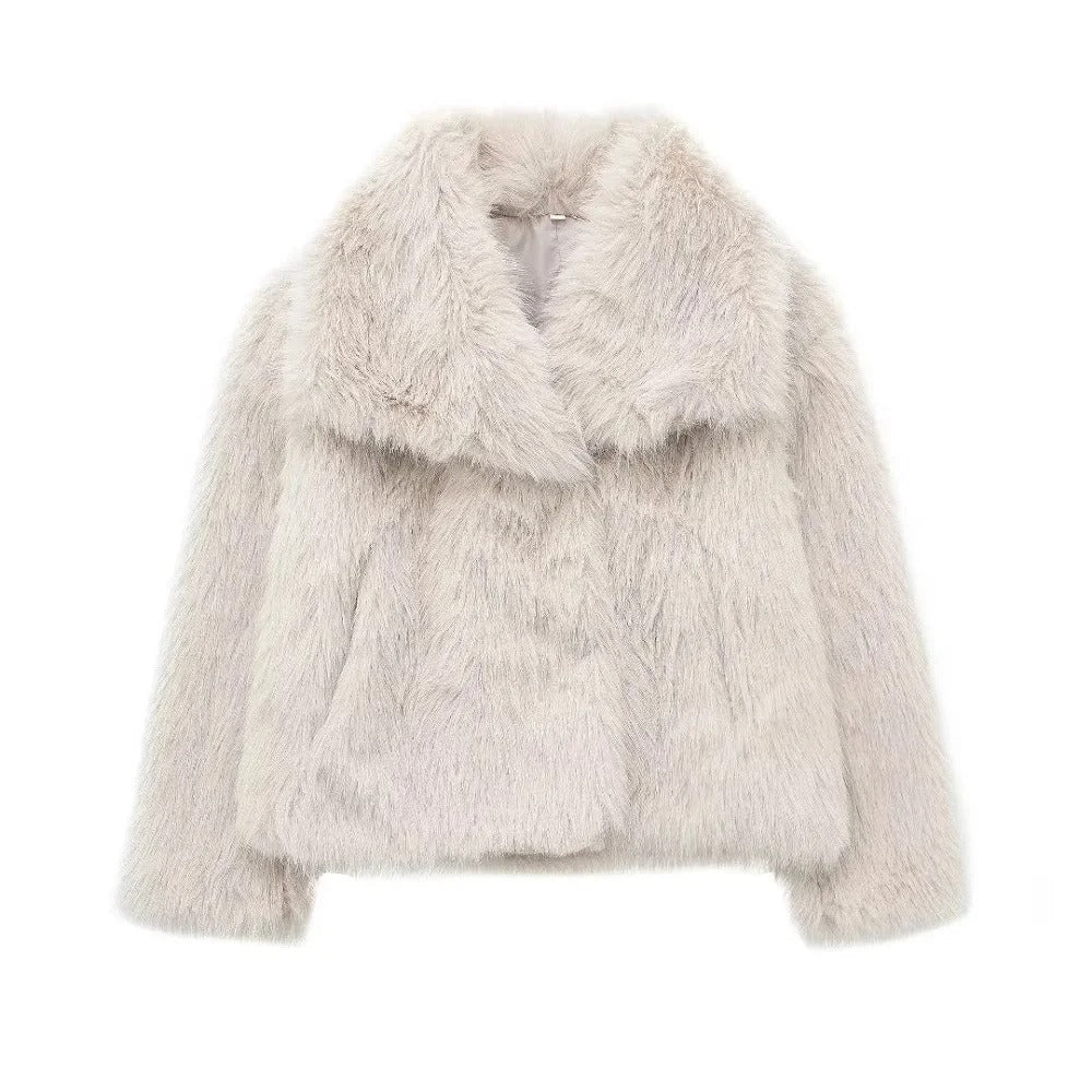 Manteau en fausse fourrure femme élégant chaud
