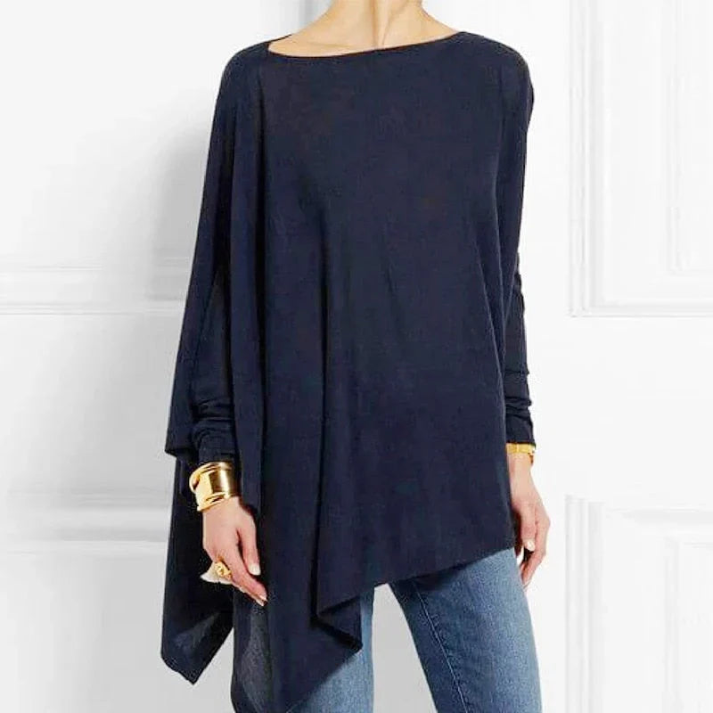 Tunique ample Tricot oversize Manches longues Asymétrique