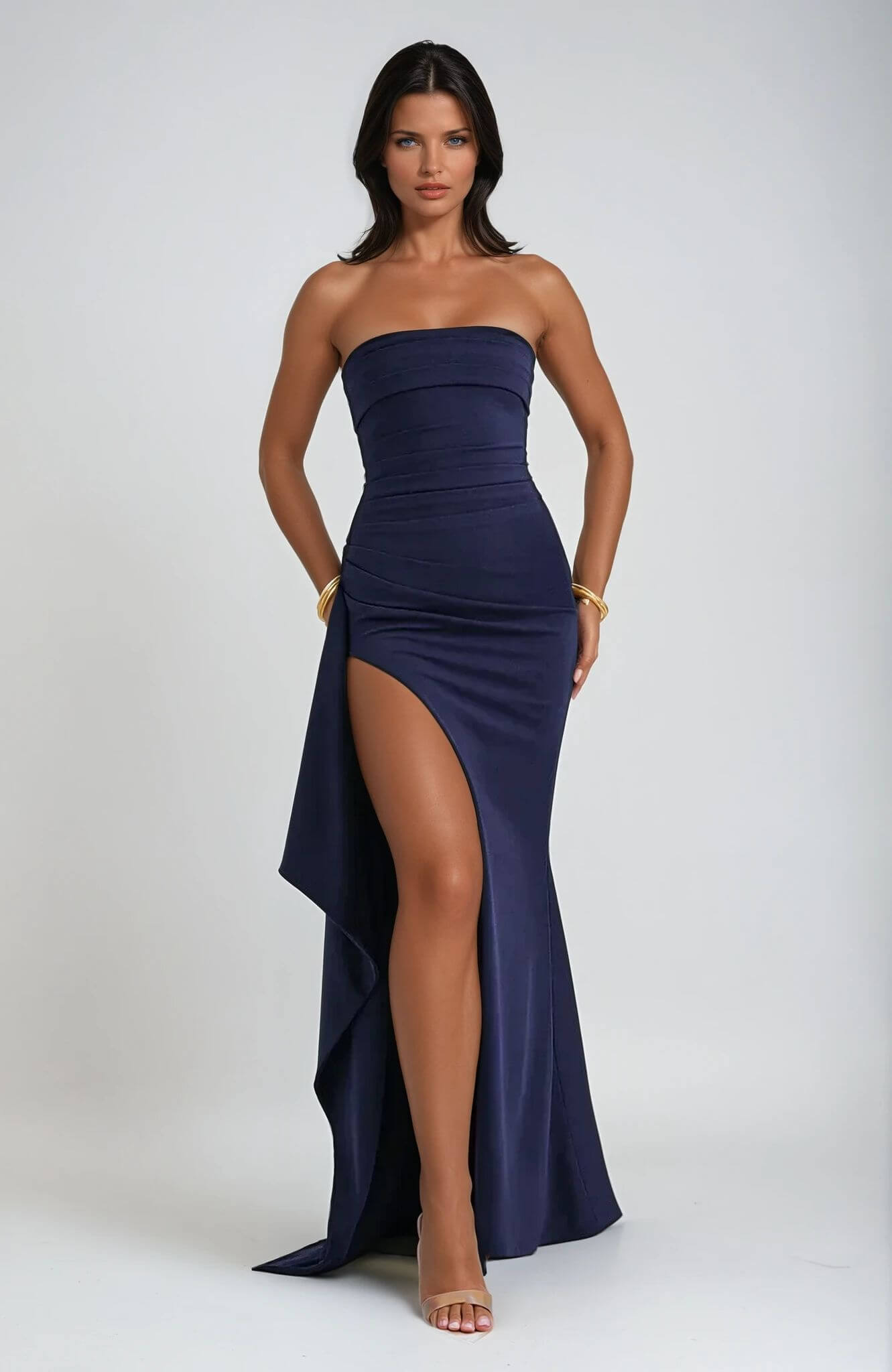 Élégante robe longue fendue pour femme pour les soirées
