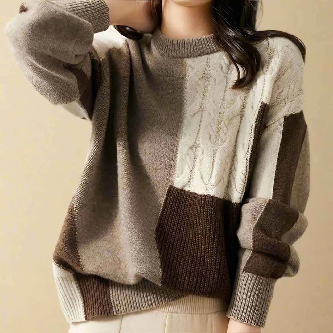 Pull en maille tressée femme tendance