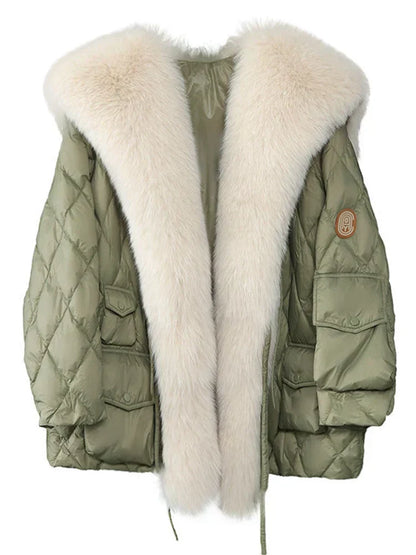 Veste de luxe col fourrure élégante