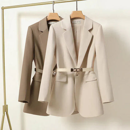 Elegante Damenblazer Mit Taillengürtel - IdealeKleiden