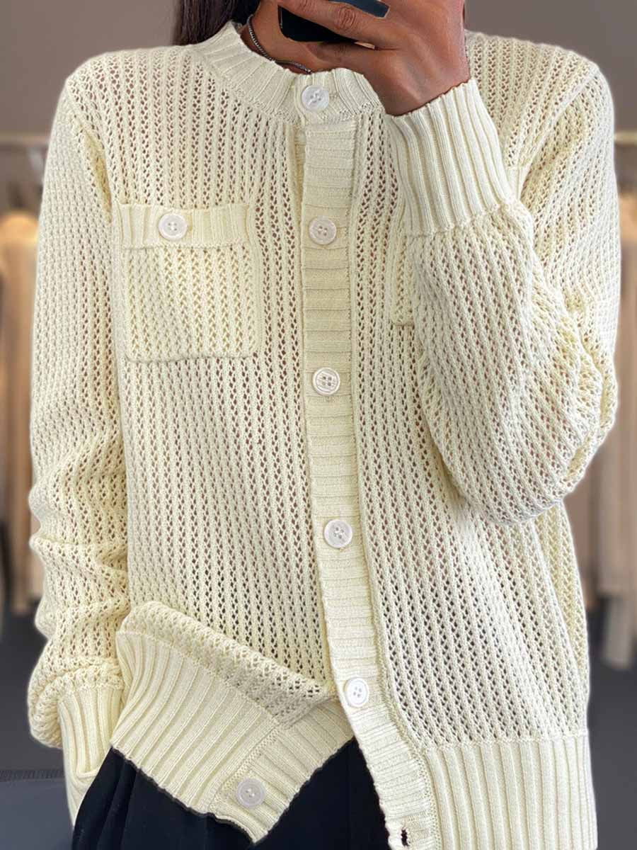 Cardigan douillet col rond en tricot pour femme