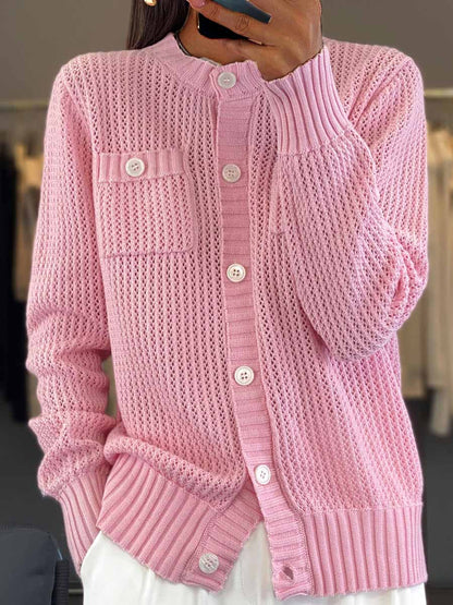 Cardigan douillet col rond en tricot pour femme