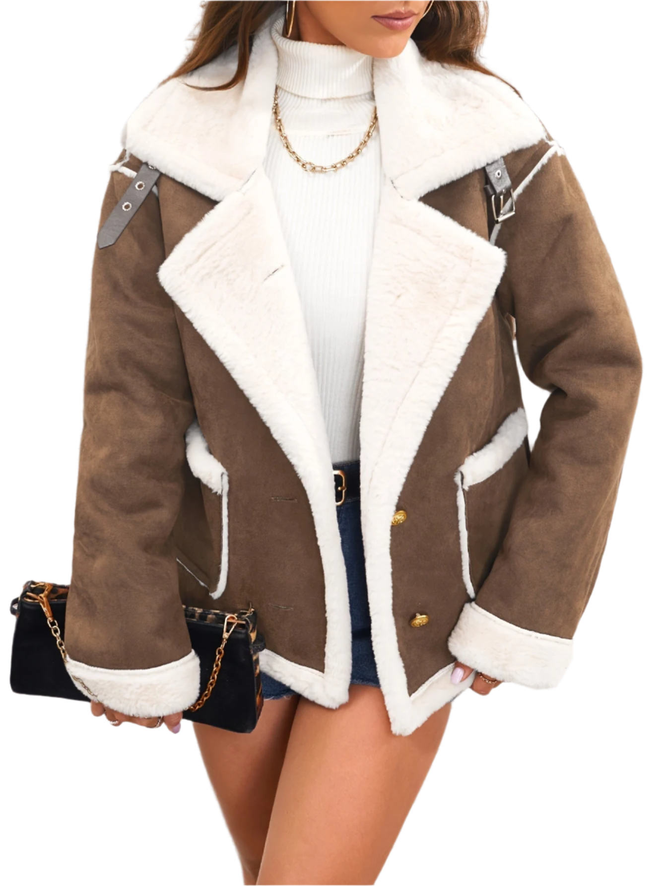 Élégante veste d'hiver pour femme aspect nounours