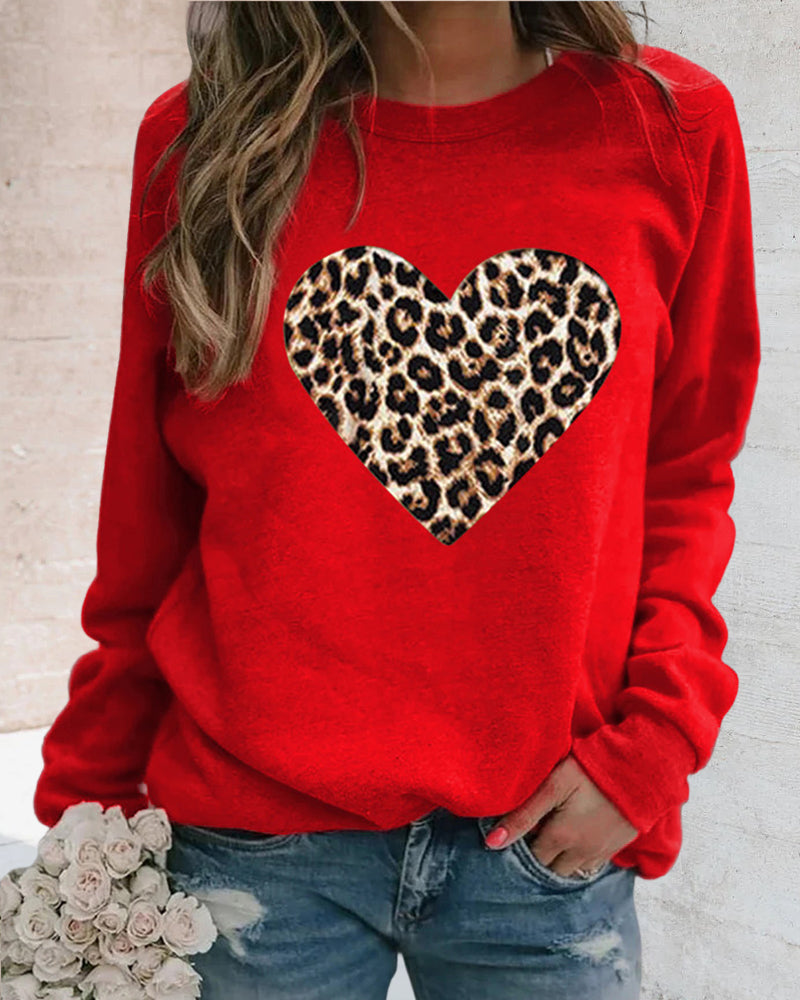 Pull-over Cœur Femme Imprimé Léopard