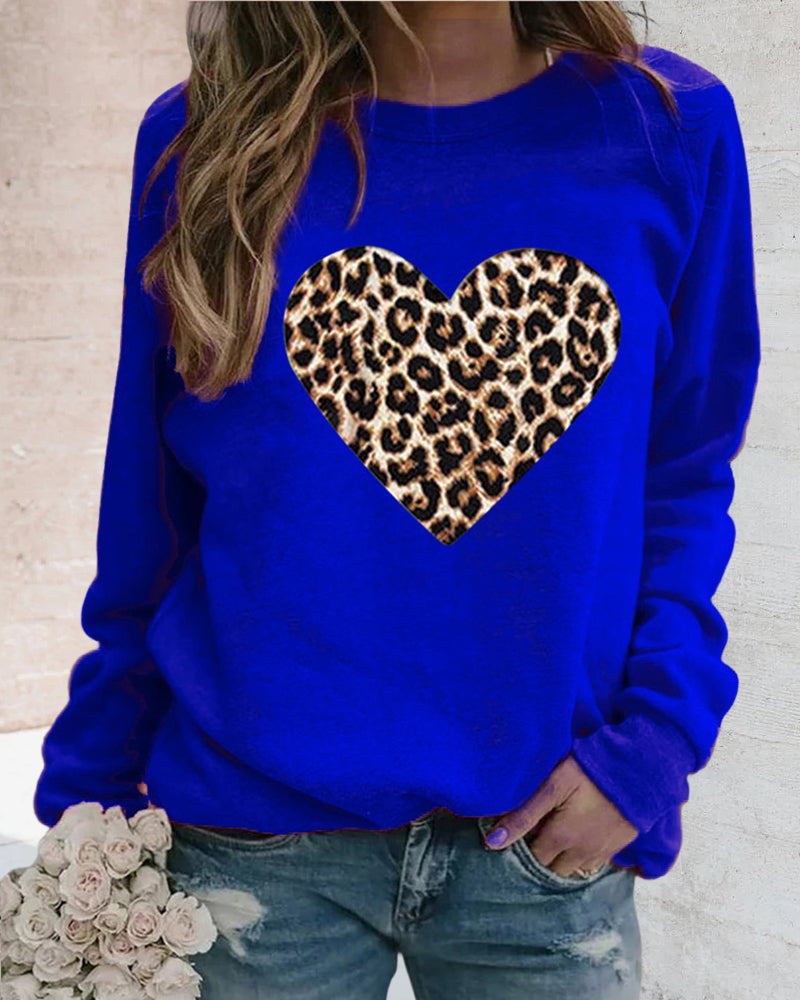 Pull-over Cœur Femme Imprimé Léopard