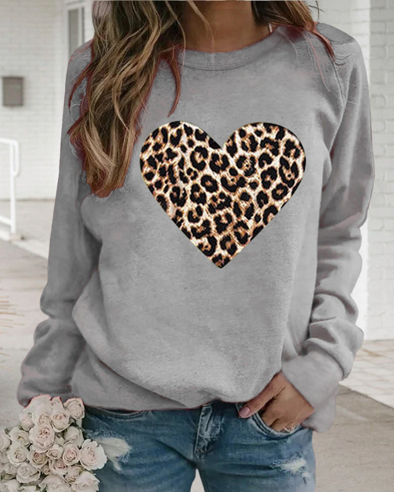 Pull-over Cœur Femme Imprimé Léopard