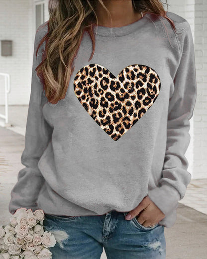 Pull-over Cœur Femme Imprimé Léopard