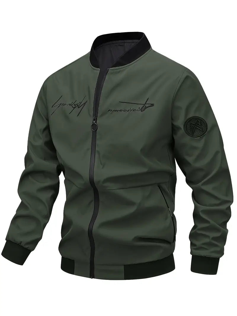 Blouson en cuir brodé pour homme élégant