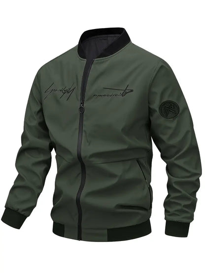 Blouson en cuir brodé pour homme élégant