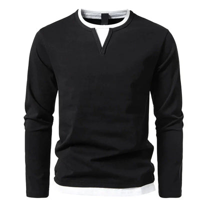 T-shirt à manches longues pour homme, style Henley moderne