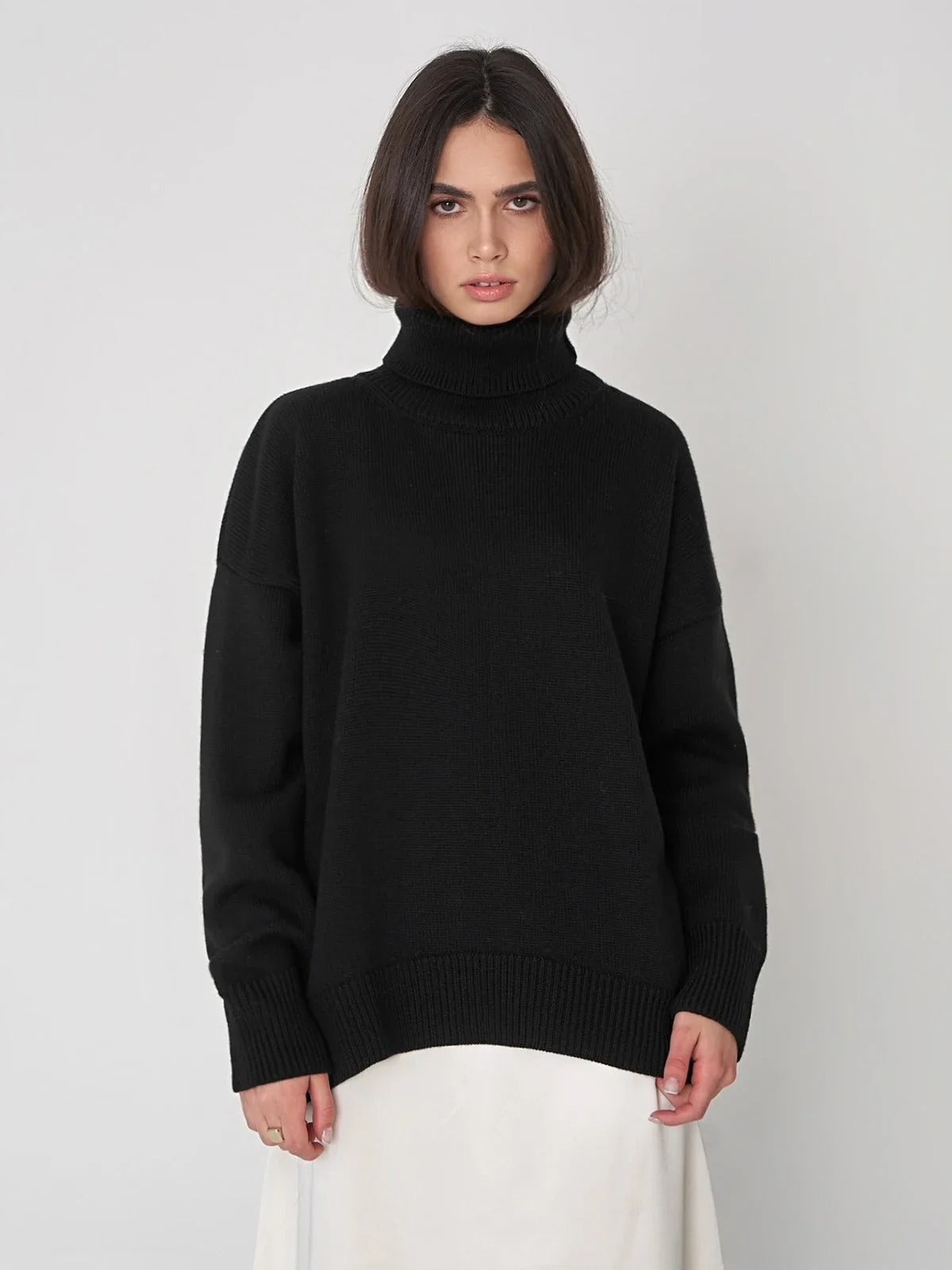 Pull oversize doux à col roulé pour femme