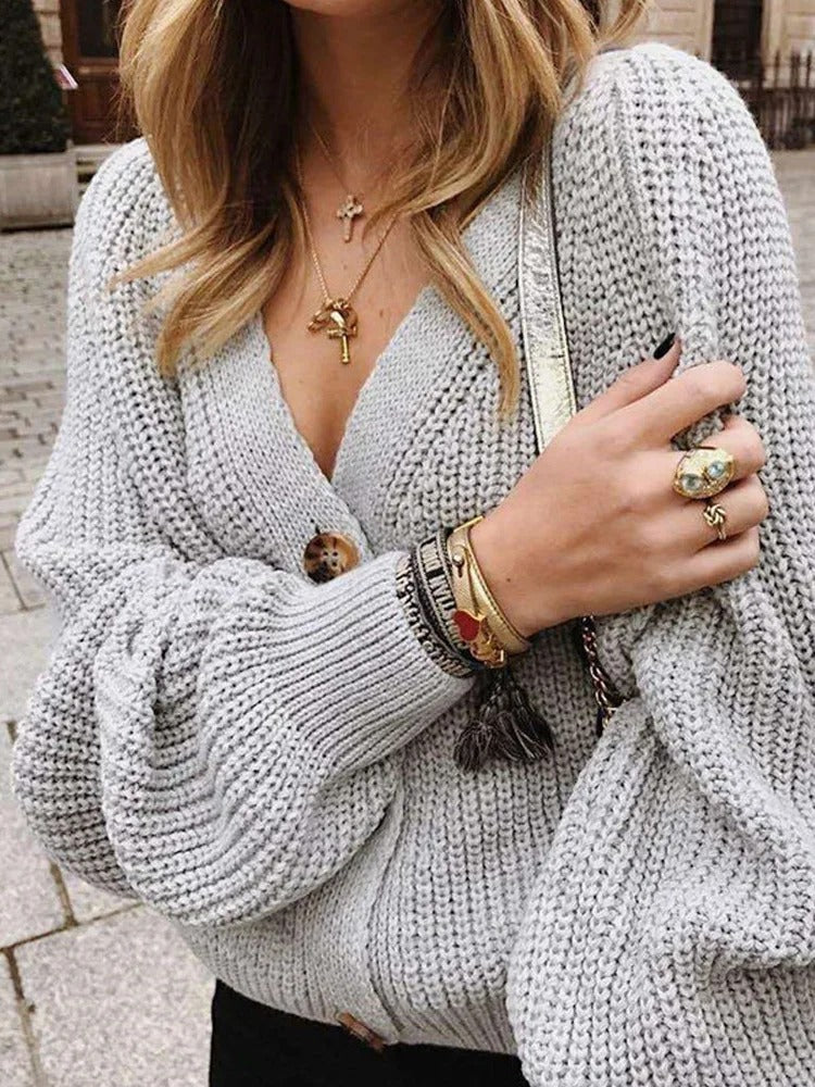 Gilet pour femme avec motif ajouré et manches bouffantes