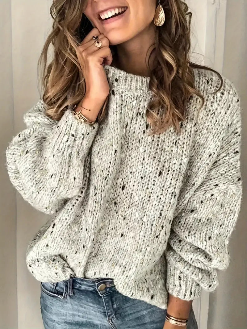 Sweat-shirt col rond tendance à pois