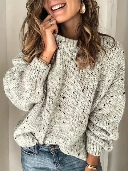 Sweat-shirt col rond tendance à pois