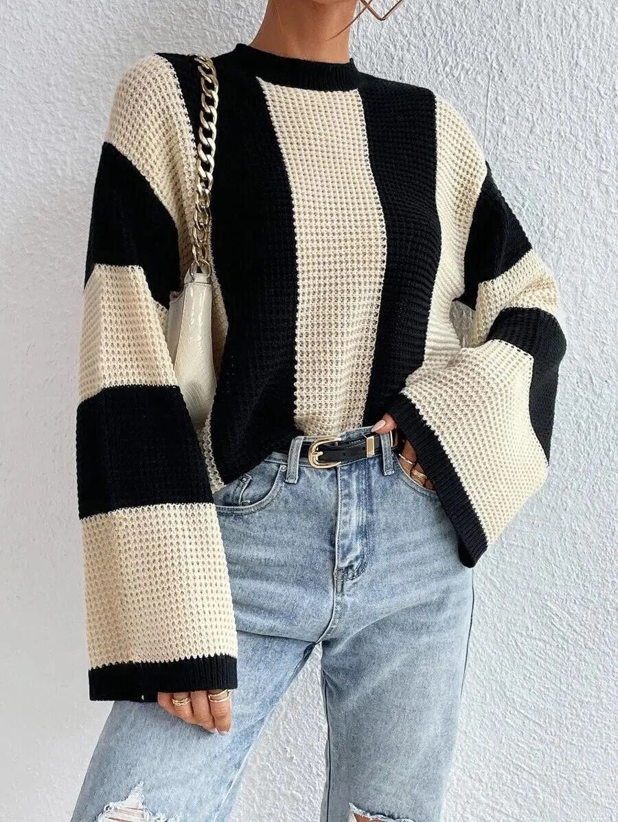 Pull bicolore moderne Manches larges