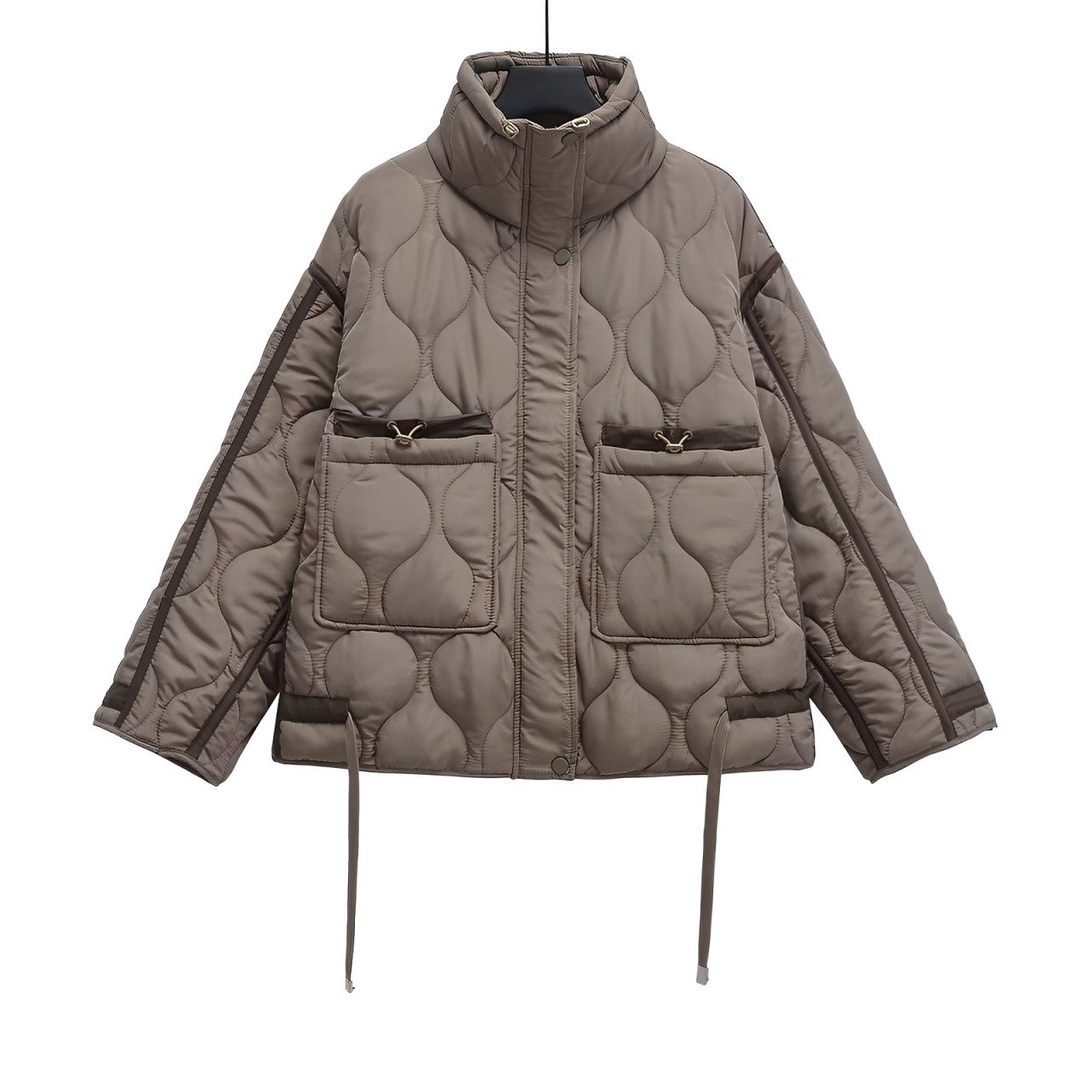 Veste femme longueur hanches coton col montant