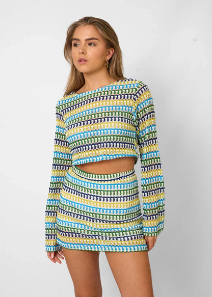 Ensemble crop top et mini-jupe d'été pour femme