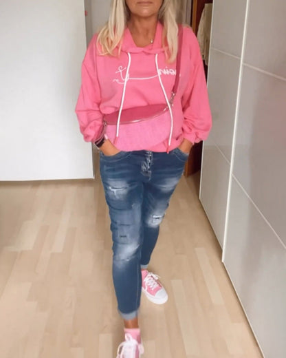 Sweat à capuche Marine Ancre