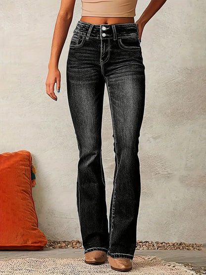 Aya | Jean Évasé Femme Taille Haute Élégant
