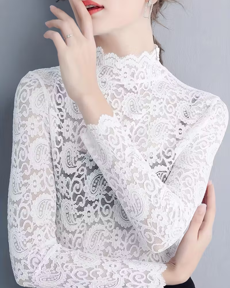 Robe de soirée élégante en dentelle à manches longues noire