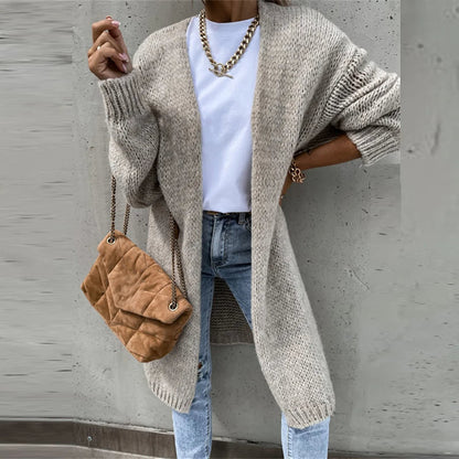 Élégante veste pour femme longue et chaude en cachemire pour l'automne/l'hiver