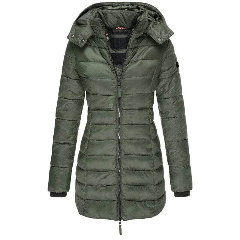 Parka d'hiver long en duvet pour femme avec capuche