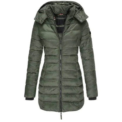 Parka d'hiver long en duvet pour femme avec capuche