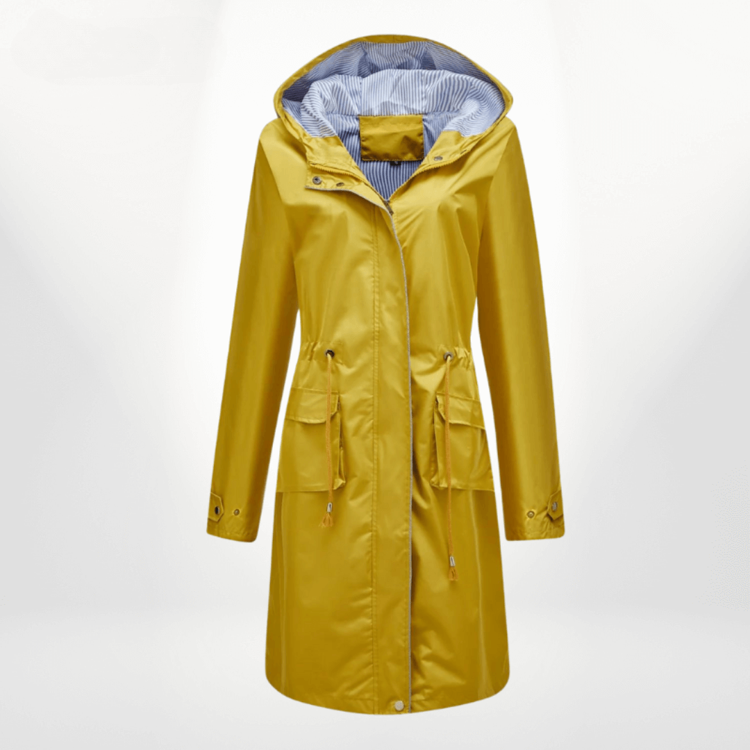 Imperméable trench-coat longueur au genou avec capuche