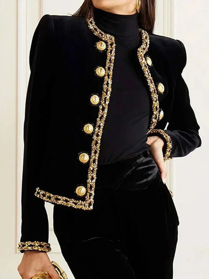 Veste élégante pour femme, manches longues, col rond