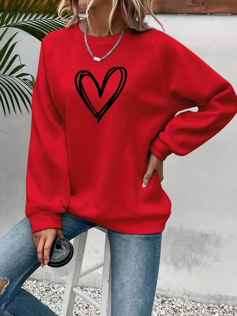 Pull élégant motif cœur pour femme