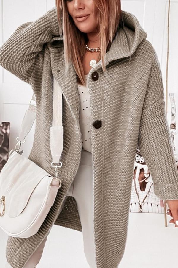 Gilet en tricot pour femme, capuche, moderne, boutons