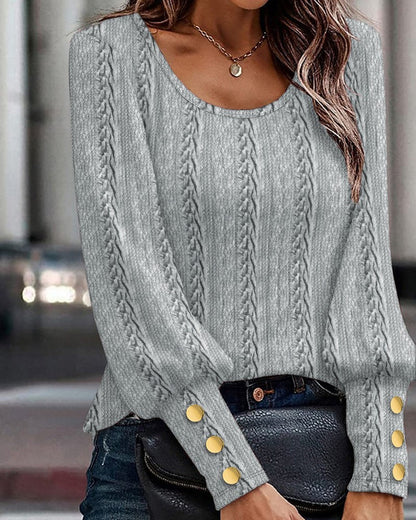 Blouse élégante pour femme Col rond Boutonnée sur le devant