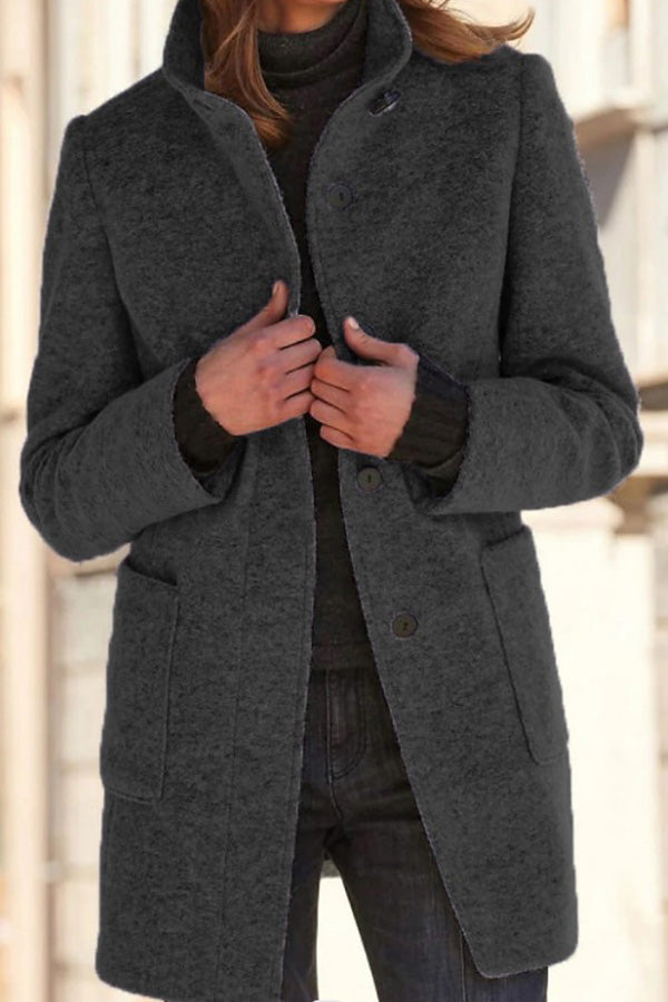 Élégante veste en laine col montant unie