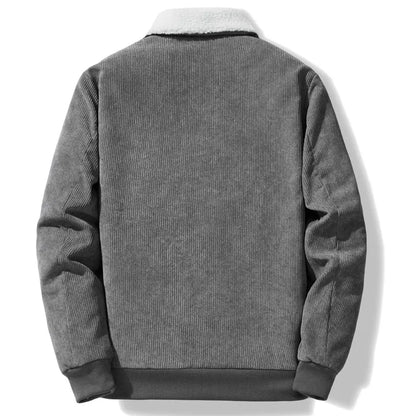 Herren Wintermantel Gerippt Fleece Isolierung Stehkragen - IdealeKleiden