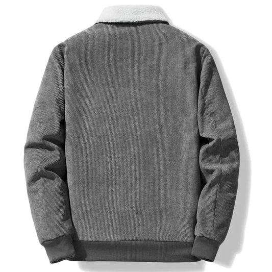 Herren Wintermantel Gerippt Fleece Isolierung Stehkragen - IdealeKleiden