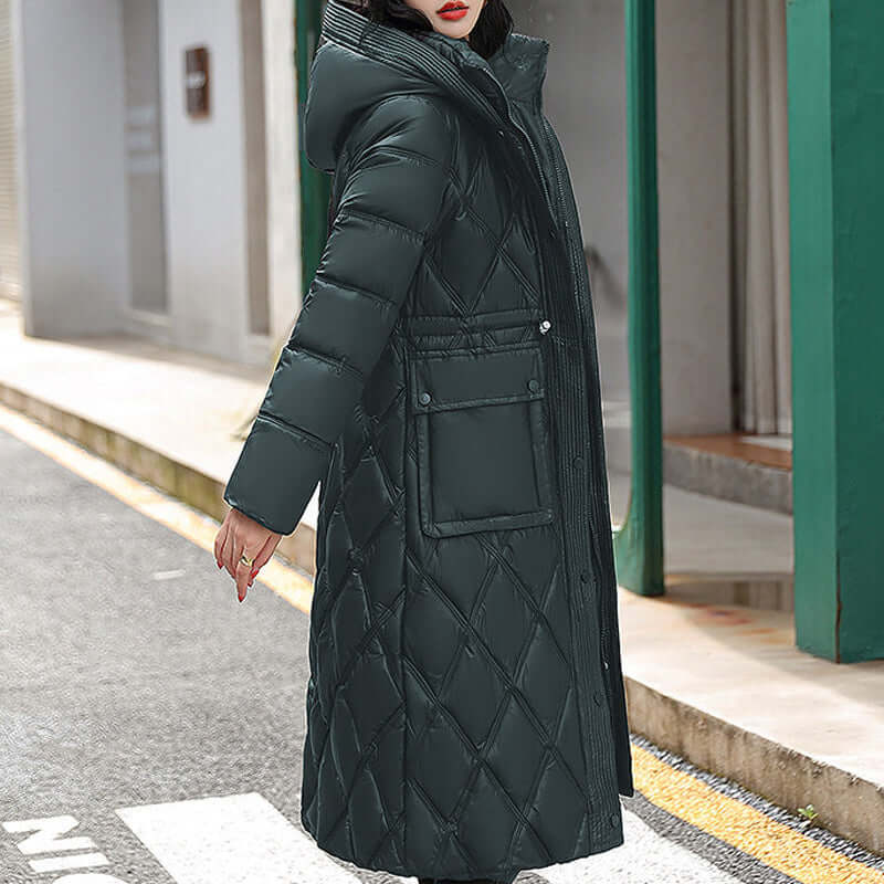 Damen Winterjacke Gepolstert Kapuze Warm - IdealeKleiden